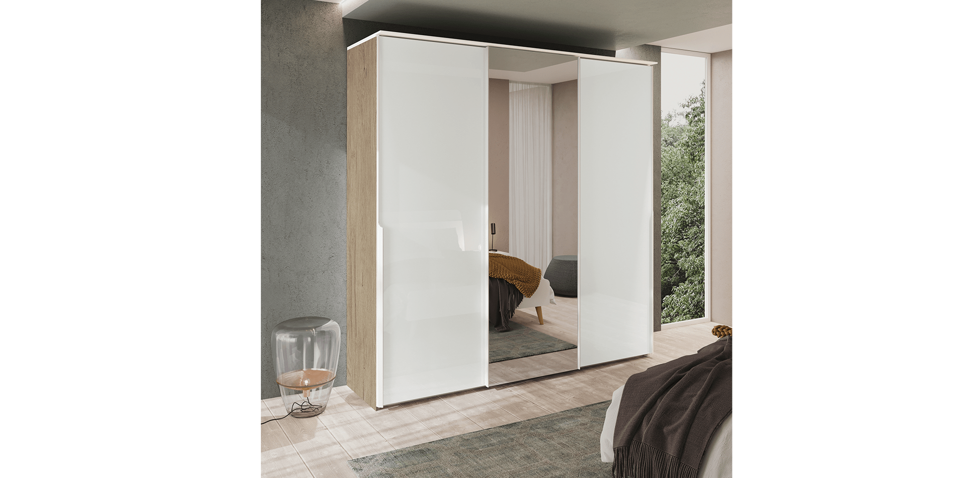 Armoire 3 portes coulissantes laquées BLOOM slider image n°1