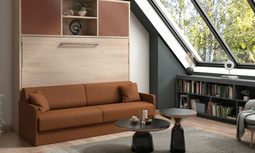 Lit escamotable horizontal avec banquette accoudoirs fins SMART