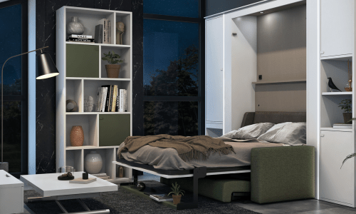 Lit escamotable vertical avec banquette accoudoirs larges SMART 1