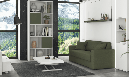 Lit escamotable vertical avec banquette accoudoirs larges SMART