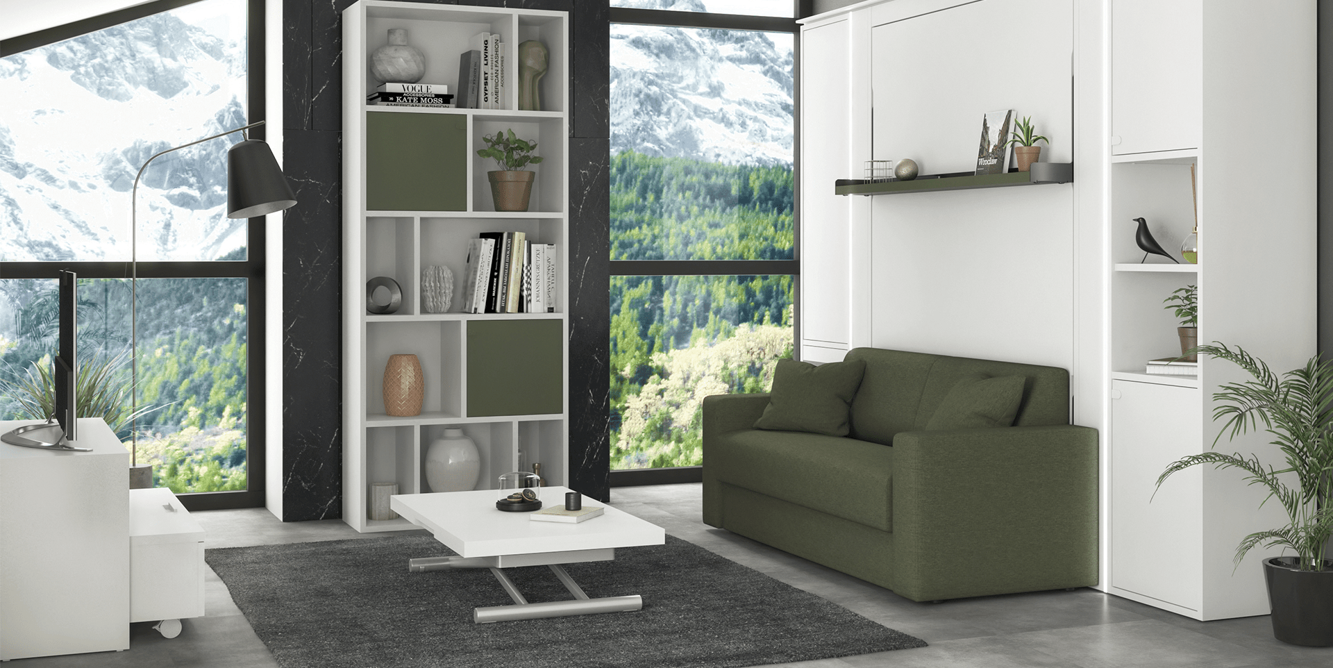 Lit escamotable vertical avec banquette accoudoirs larges SMART slider image n°2