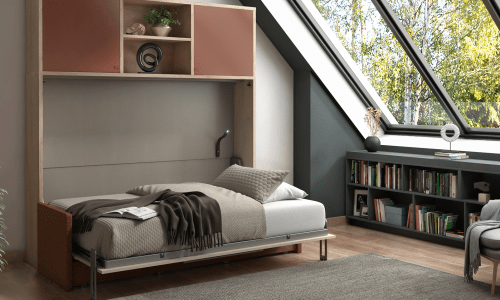 Lit escamotable horizontal avec banquette accoudoirs fins SMART 1