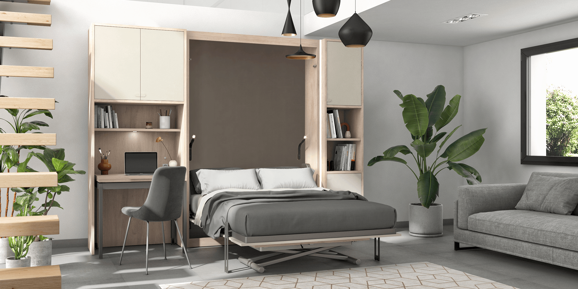 Lit escamotable vertical avec module table SMART slider image n°1