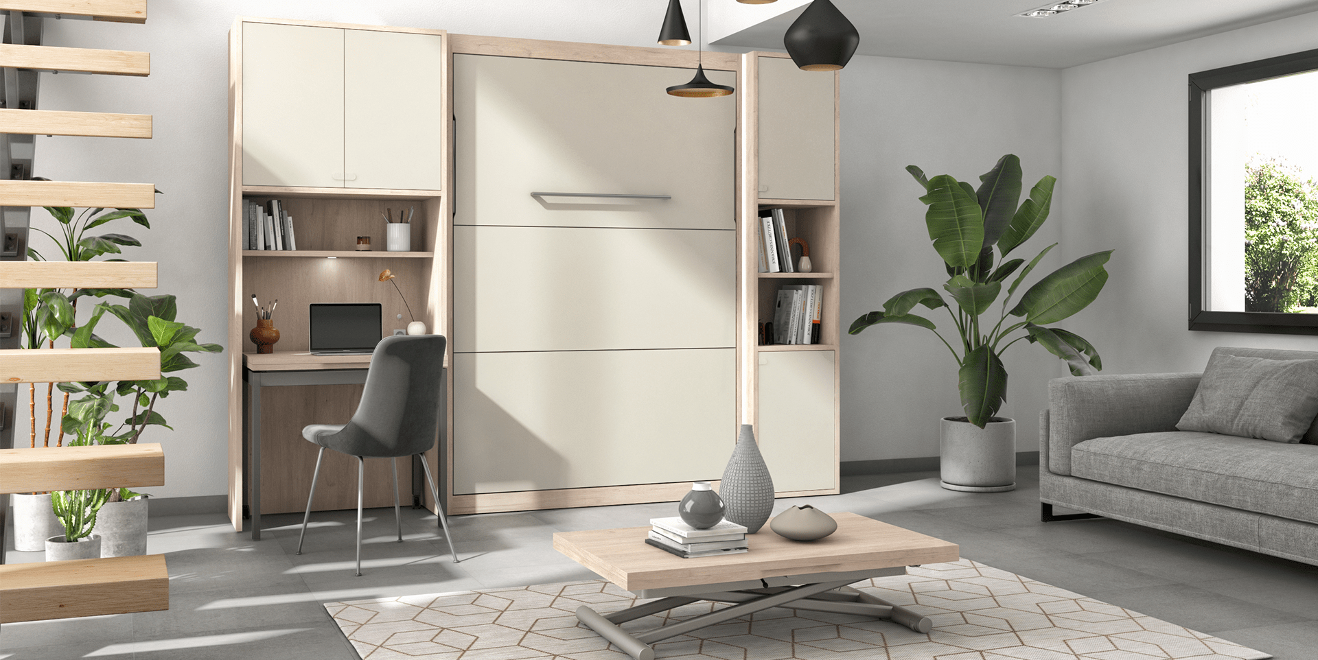 Lit escamotable vertical avec module table SMART slider image n°2